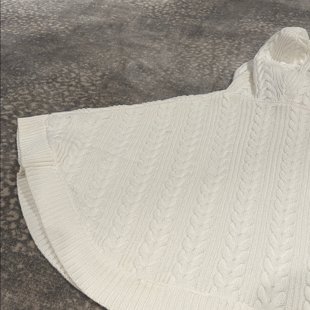 BOBOYYOYO OFF WHITE CABLE KNIT HOODIE CAPE KIDS L - Picture 7 of 10